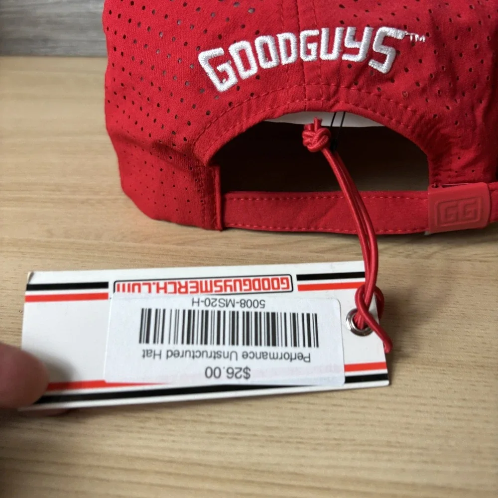Goodguys Hat Cap Strap Back Red Performance Patch Mesh Vented Trucker Mens